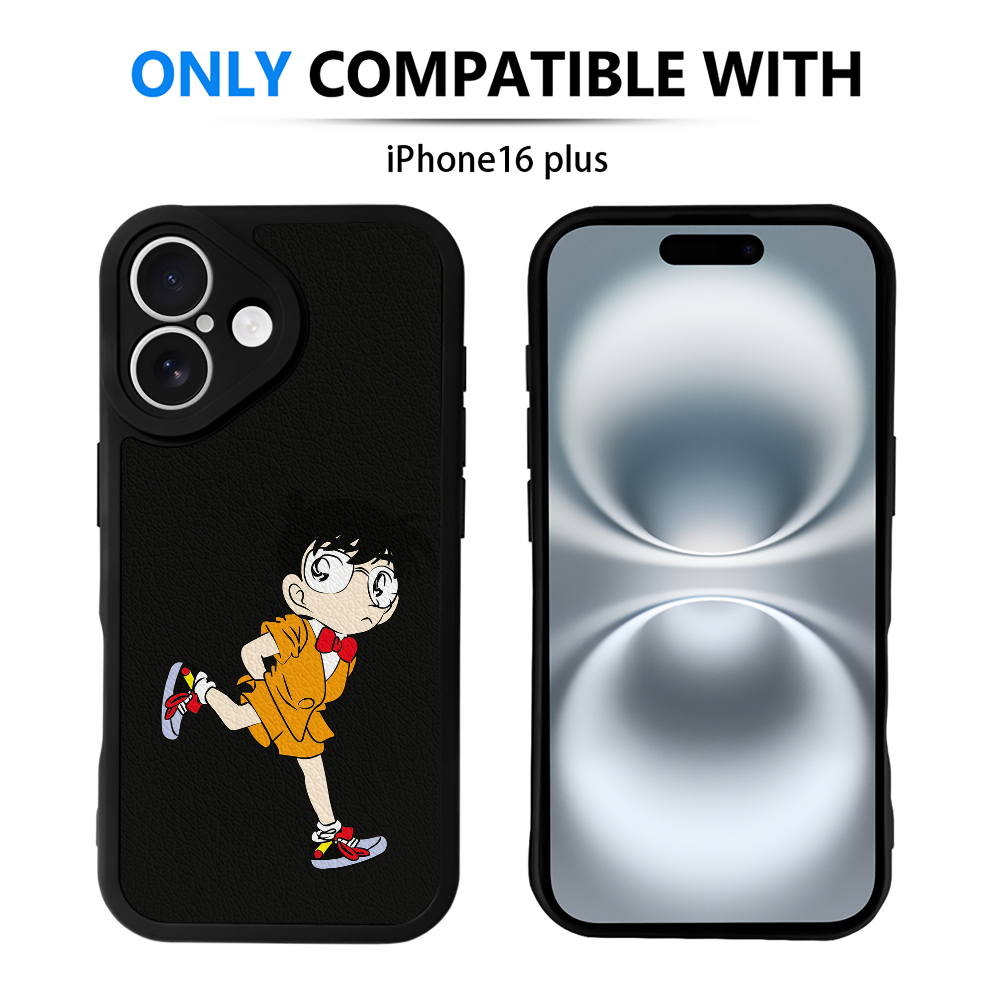（画像用） 名探偵コナン 江戸川 コナン Detective Conan Conan Edogawa 【iPhone 16シリーズ対応】シリコンスマホケース（レザー調） 材質：シリコン